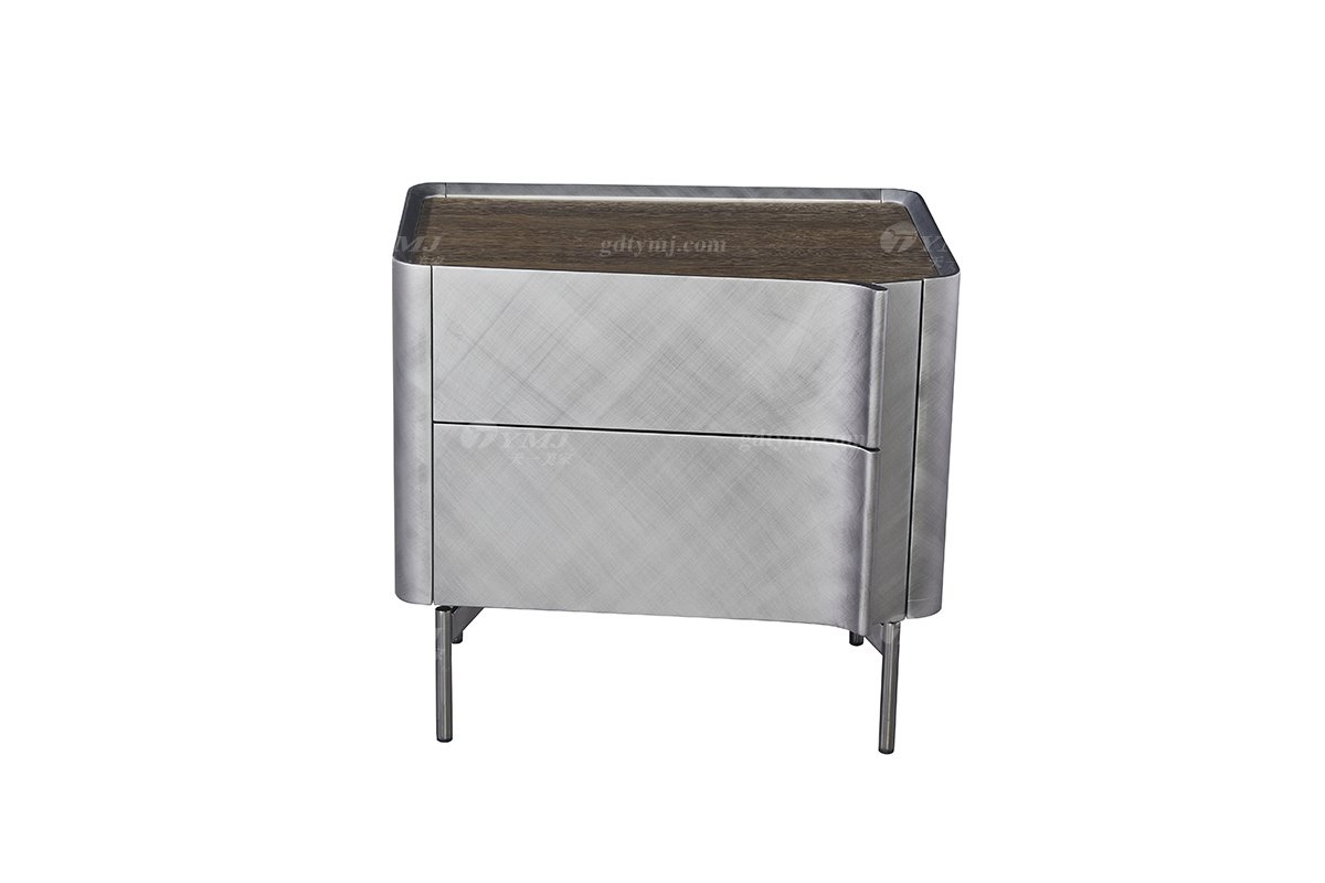 时尚LUTUBE视频在线观看意式极简家具别墅大宅家用不锈钢金属脚+鸡翅木色床头柜18005A床头柜（钛钢灰）