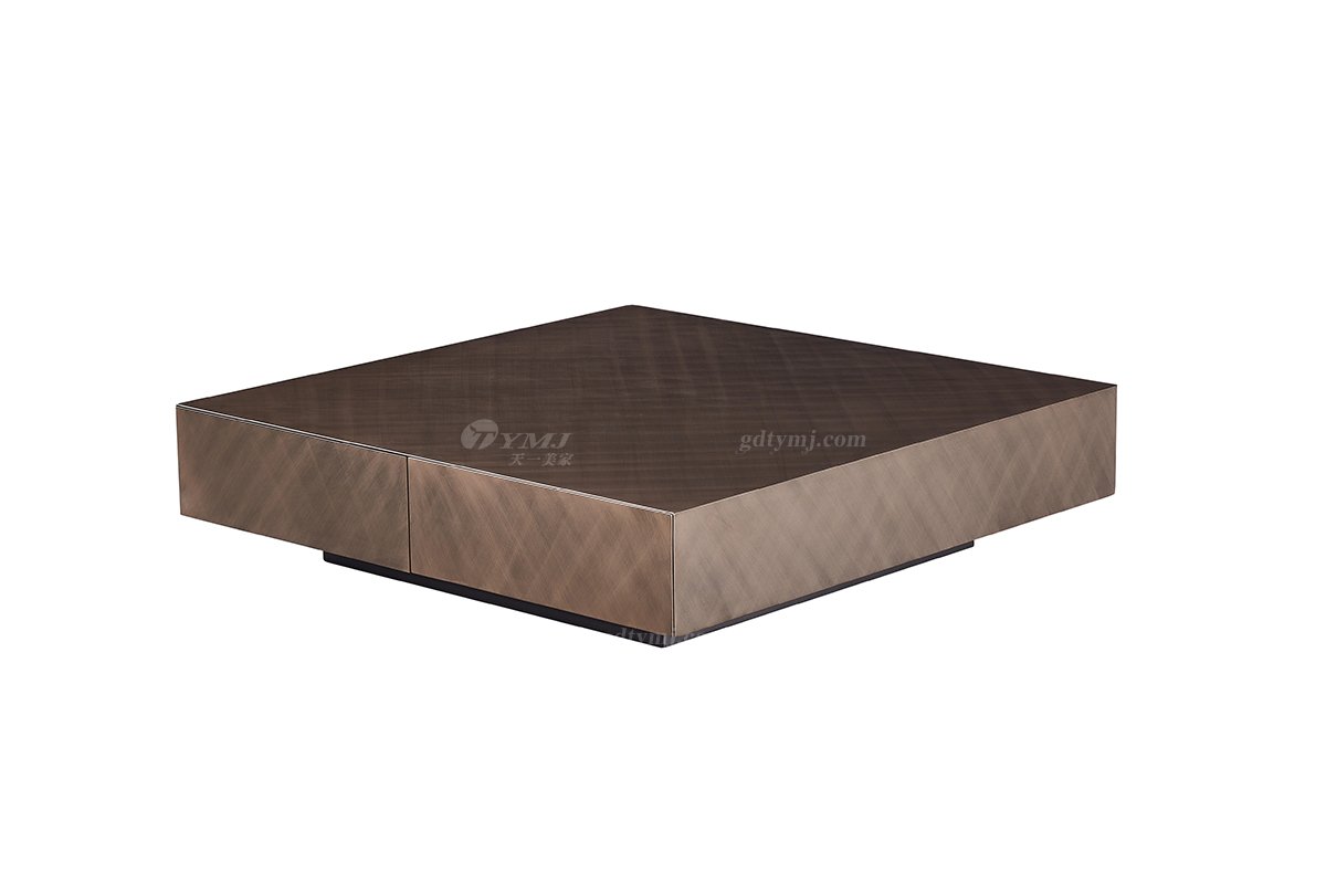 时尚LUTUBE视频在线观看意式极简家具别墅大宅家用玫瑰金拉丝金属色方几