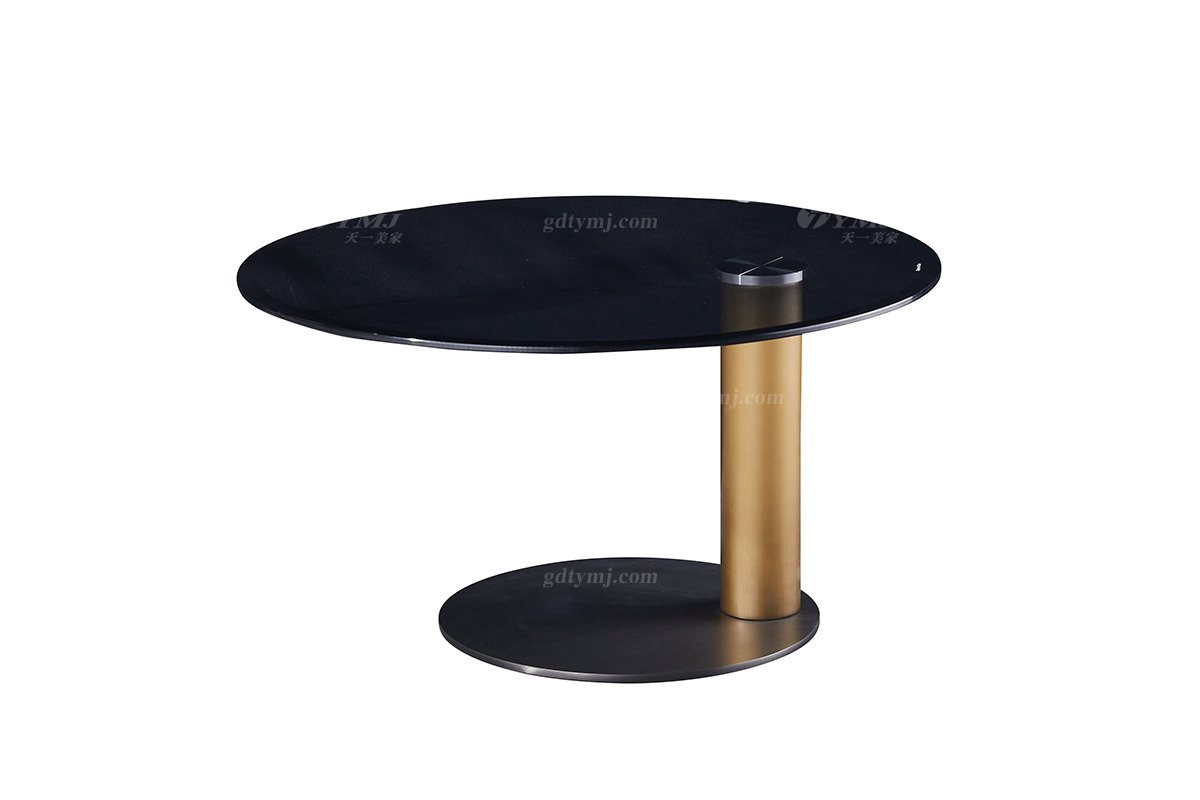 时尚LUTUBE视频在线观看意式极简家具别墅大宅家用精致钢化灰玻小圆几