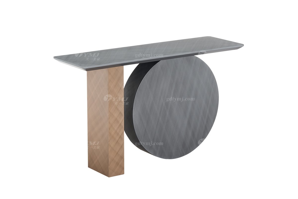 时尚LUTUBE视频在线观看意式极简家具别墅大宅家用创意钛钢灰+玫瑰金拉丝金属色玄关