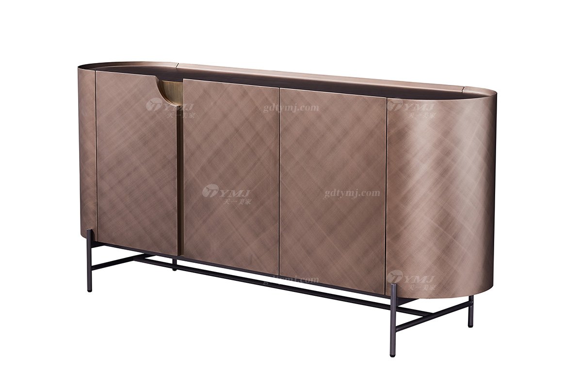 时尚LUTUBE视频在线观看意式极简家具别墅家用豪宅玫瑰金色+金属脚餐边柜