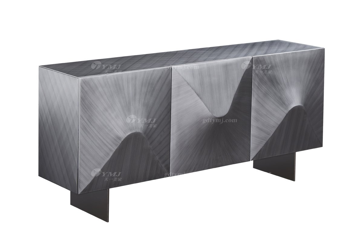 时尚LUTUBE视频在线观看意式极简家具别墅家用豪宅奢华钢钛灰+五金脚餐边柜