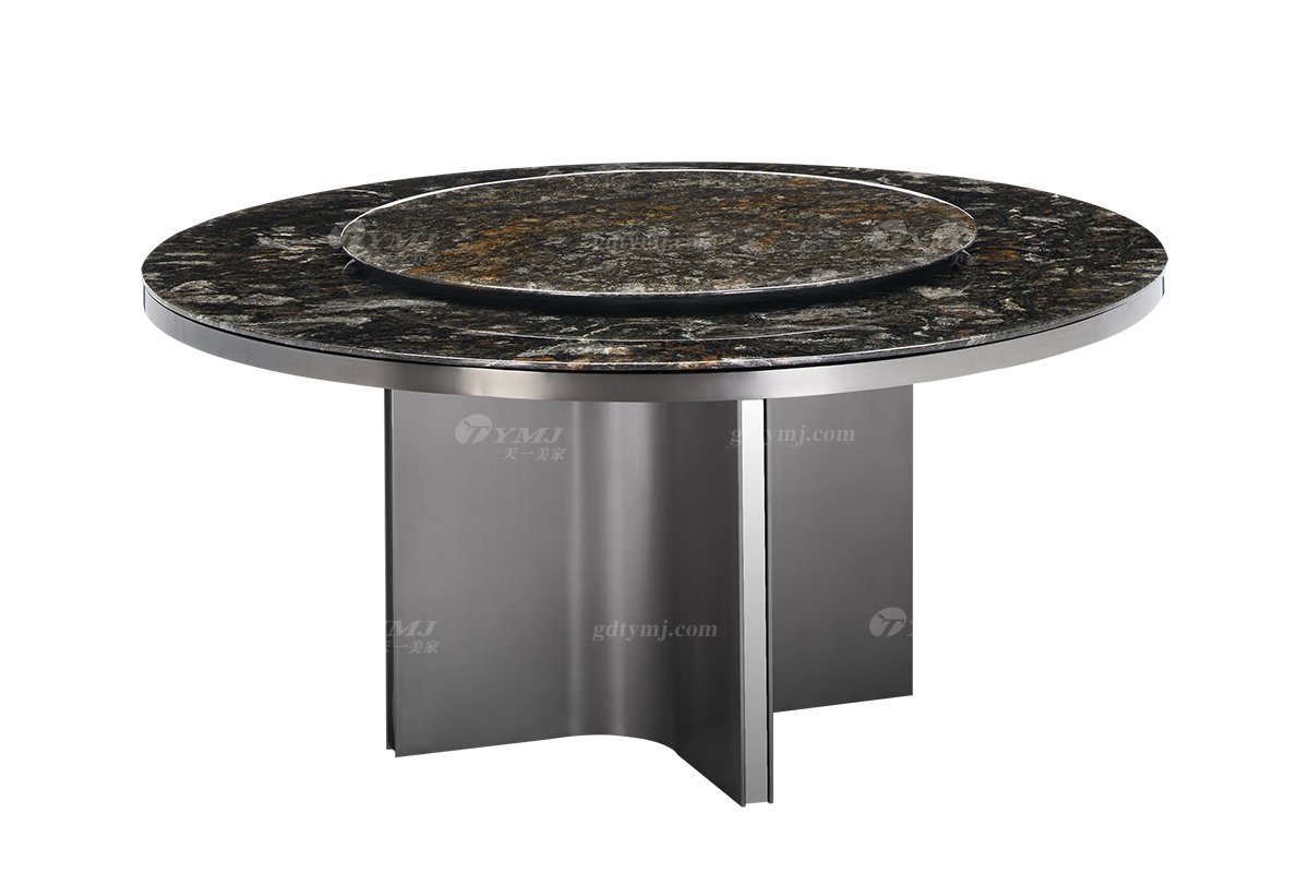 时尚LUTUBE视频在线观看意式极简家具别墅家用豪宅奢华铂金钻奢石圆餐台