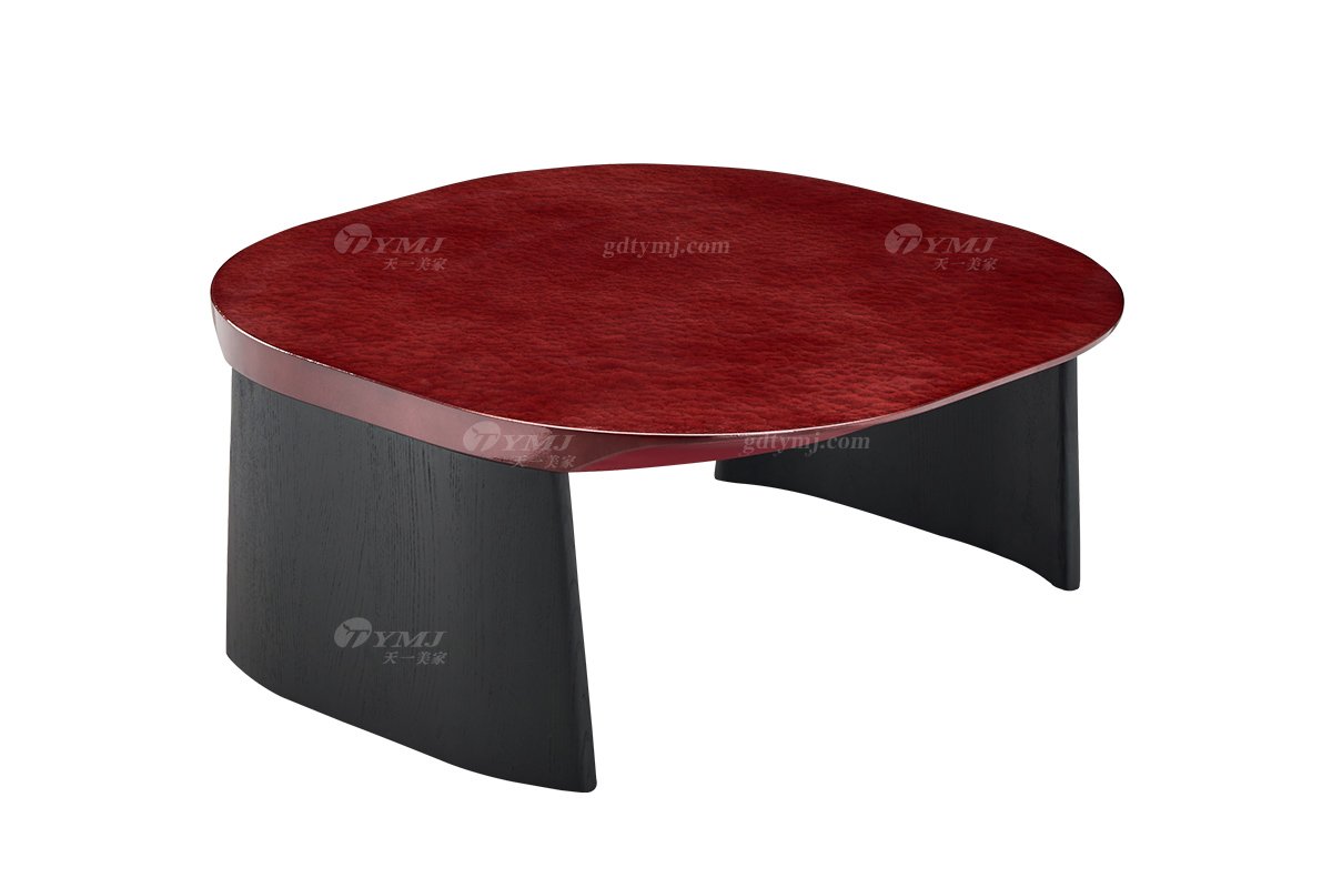 时尚LUTUBE视频在线观看意式极简家具别墅家用豪宅奢华酒红色茶几