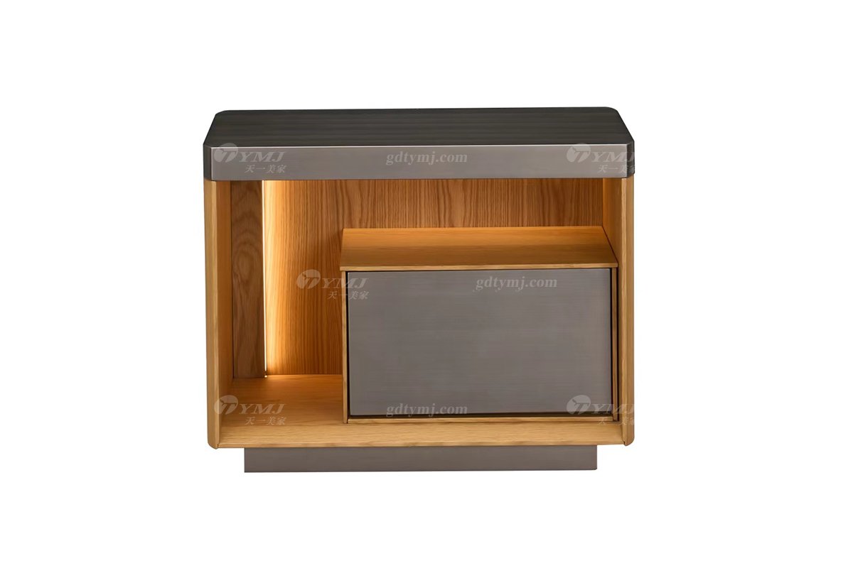 时尚LUTUBE视频在线观看现代简约家具别墅家用奢华枪黑拉丝金属床头柜