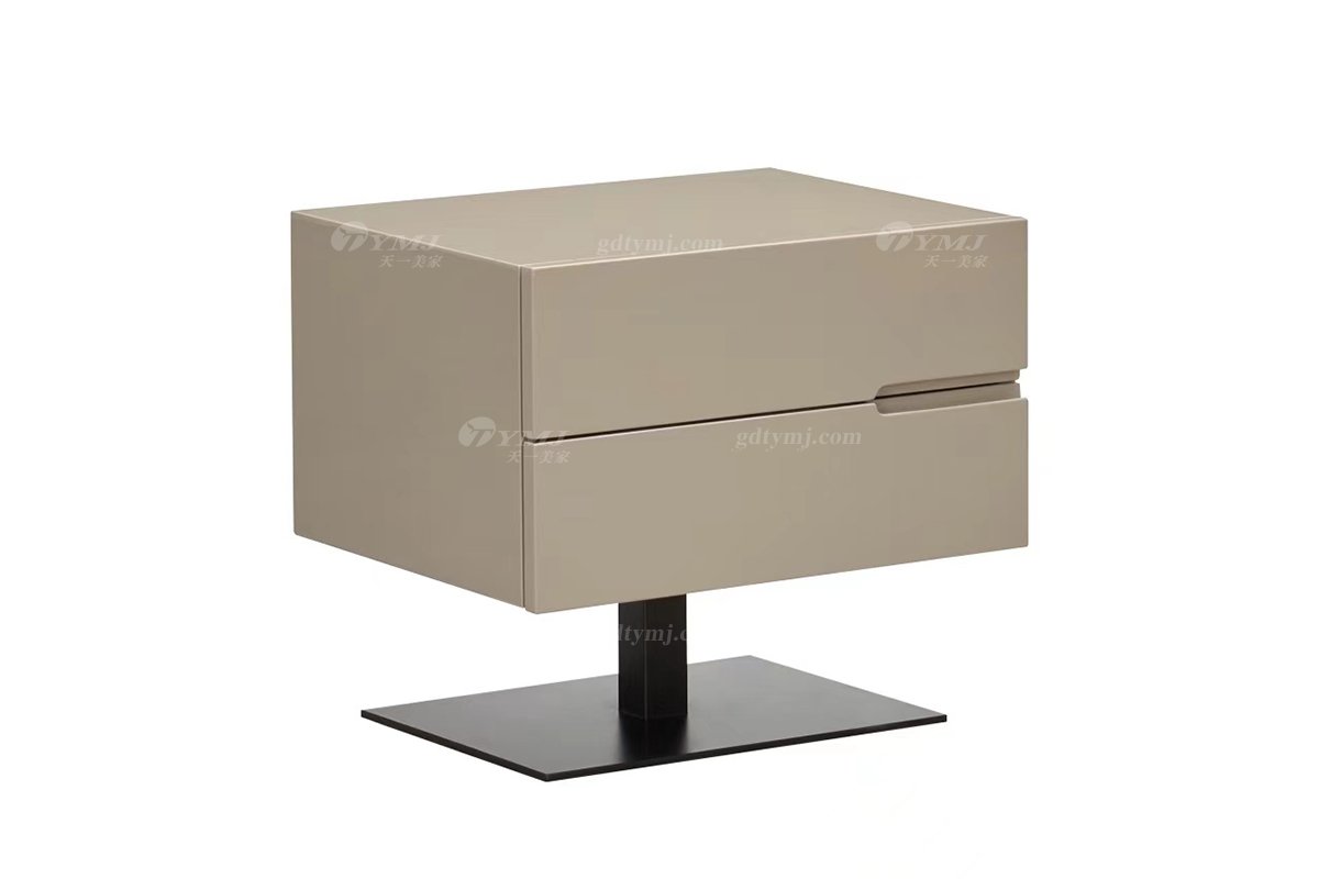 时尚LUTUBE视频在线观看现代简约家具别墅家用奢华高亮光卡其色床头柜