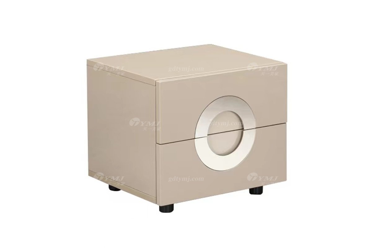 时尚LUTUBE视频在线观看现代简约家具别墅家用奢华卡其色亮光烤漆床头柜