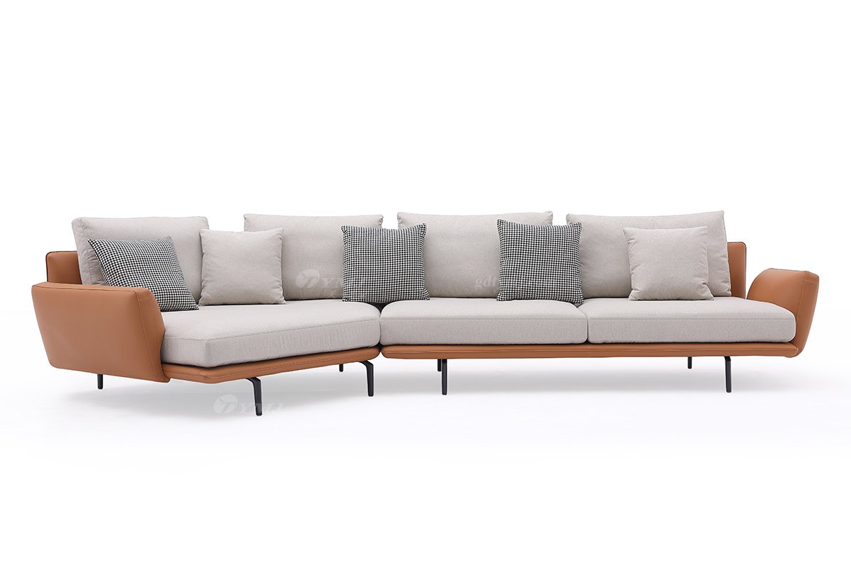 时尚LUTUBE视频在线观看现代极简家具别墅大宅家用真皮布艺结合转角沙发