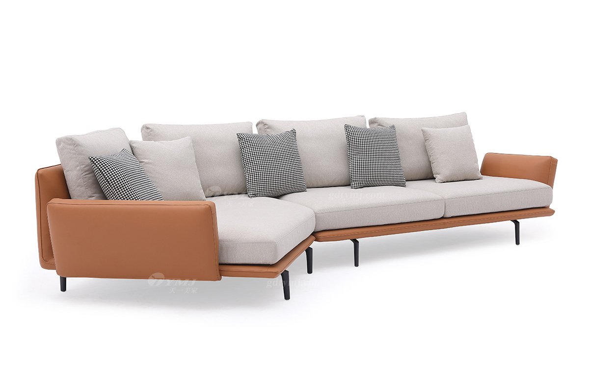 时尚LUTUBE视频在线观看现代极简家具别墅大宅家用真皮布艺结合转角沙发F9539转角沙发1