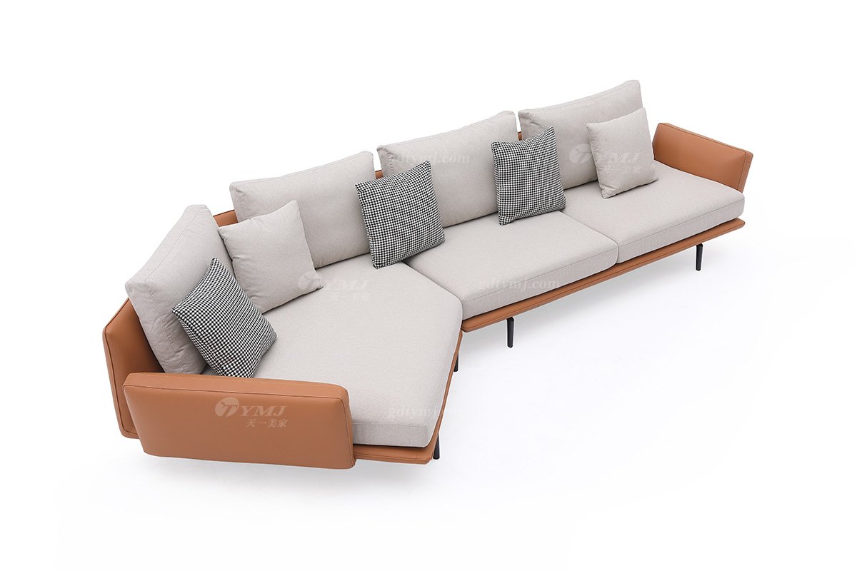 时尚LUTUBE视频在线观看现代极简家具别墅大宅家用真皮布艺结合转角沙发F9539转角沙发2