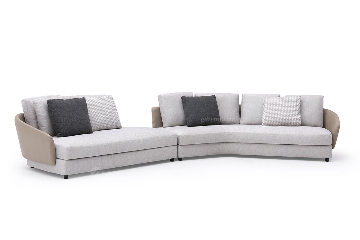 时尚LUTUBE视频在线观看现代极简家具别墅大宅家用舒灰色布艺转角沙发F9603B沙发