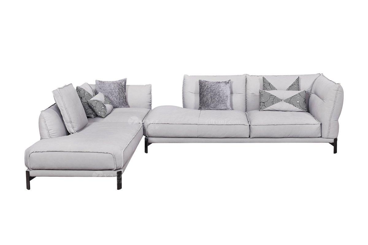 时尚LUTUBE视频在线观看现代极简家具别墅大宅家用舒适全皮灰色组合沙发