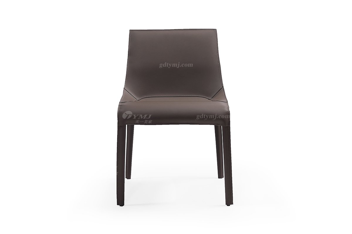  现代简约家具LUTUBE视频在线观看别墅会所家用时尚咖啡色皮艺餐椅
