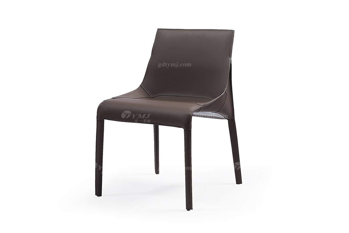  现代简约家具LUTUBE视频在线观看别墅会所家用时尚咖啡色皮艺餐椅5302-1