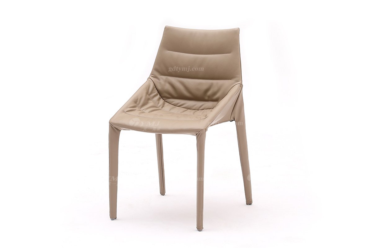  现代简约家具LUTUBE视频在线观看别墅会所家用时尚卡其色皮艺餐椅5317-1