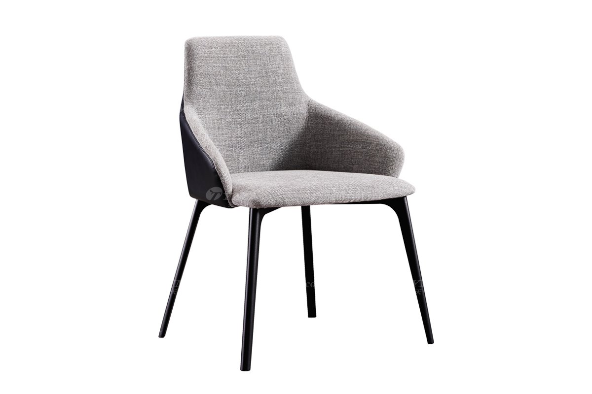  现代简约家具LUTUBE视频在线观看别墅会所家用时尚灰色皮布艺结合餐椅