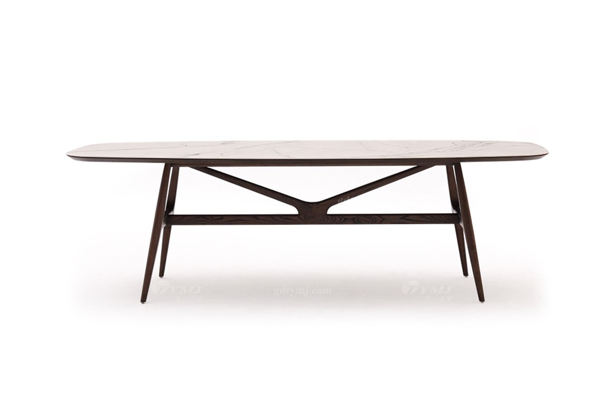  现代简约家具LUTUBE视频在线观看别墅会所家用时尚实木+岩板台面长餐台