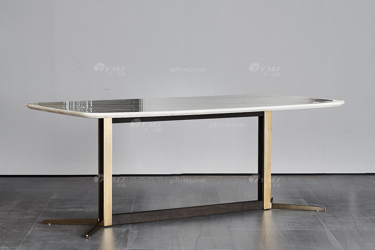  现代简约家具LUTUBE视频在线观看别墅会所家用时尚天然大理石长餐台2028-1