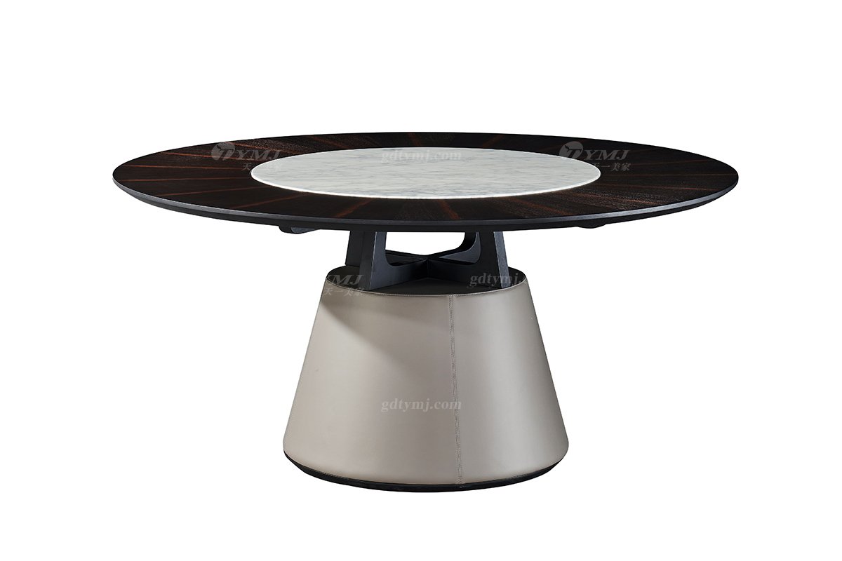  现代简约家具LUTUBE视频在线观看别墅会所家用时尚天然大理石圆餐台