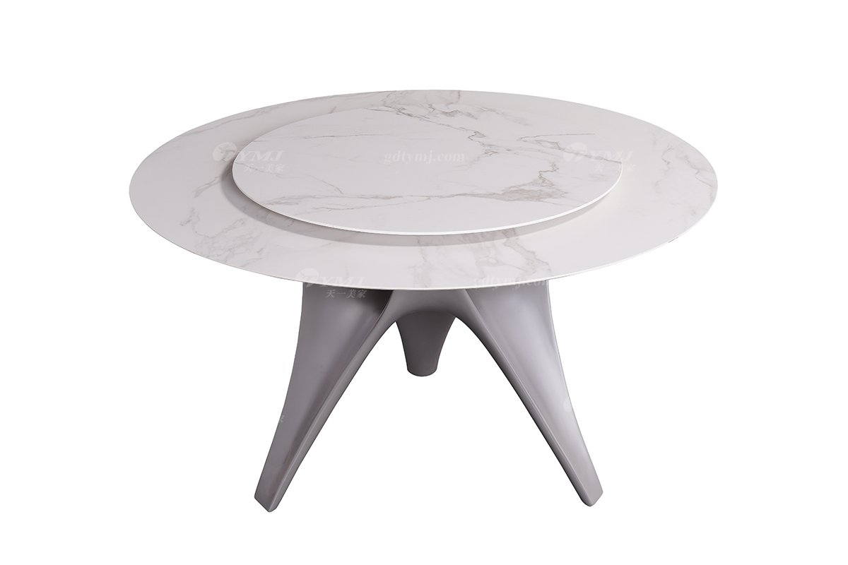  现代简约家具LUTUBE视频在线观看别墅会所家用时尚天然大理石圆餐桌