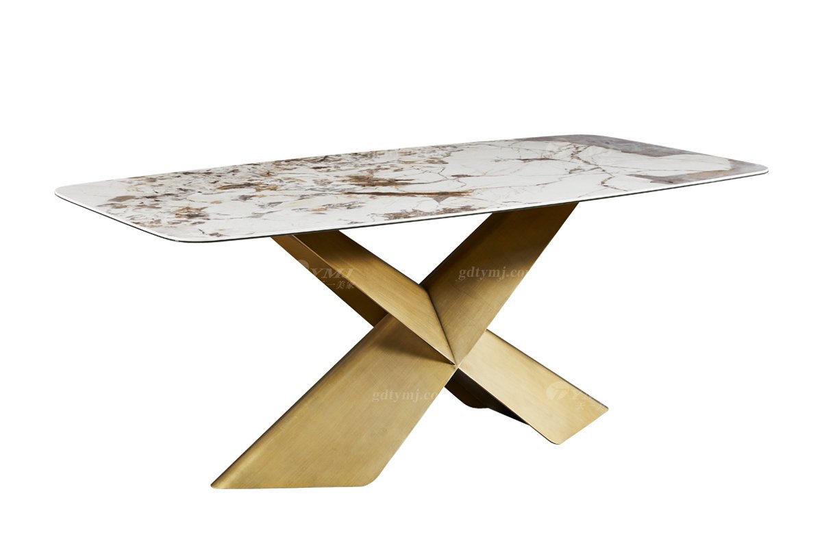  现代简约家具LUTUBE视频在线观看别墅会所家用时尚潘多拉岩板长餐台