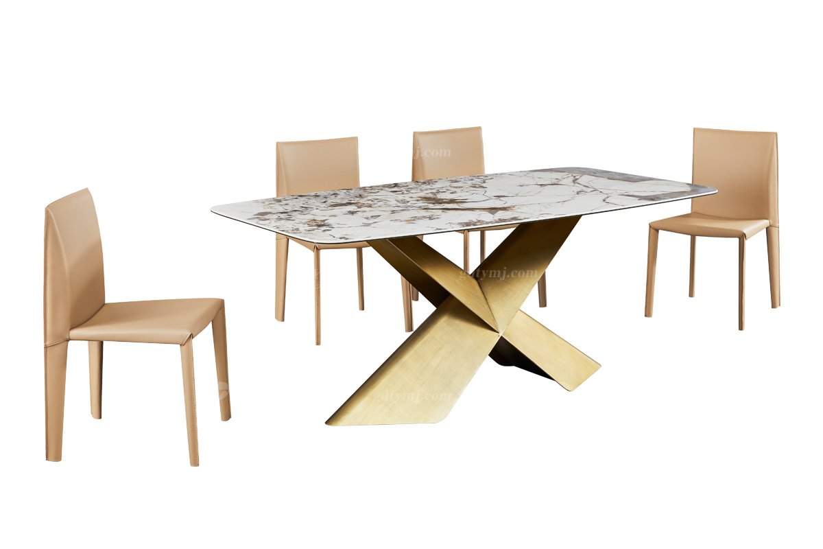  现代简约家具LUTUBE视频在线观看别墅会所家用时尚潘多拉岩板长餐台21010A-1