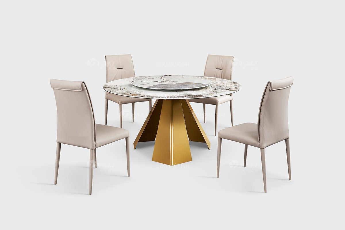  现代简约家具LUTUBE视频在线观看别墅会所家用时尚潘多拉岩板圆餐台21010B-1.5-1