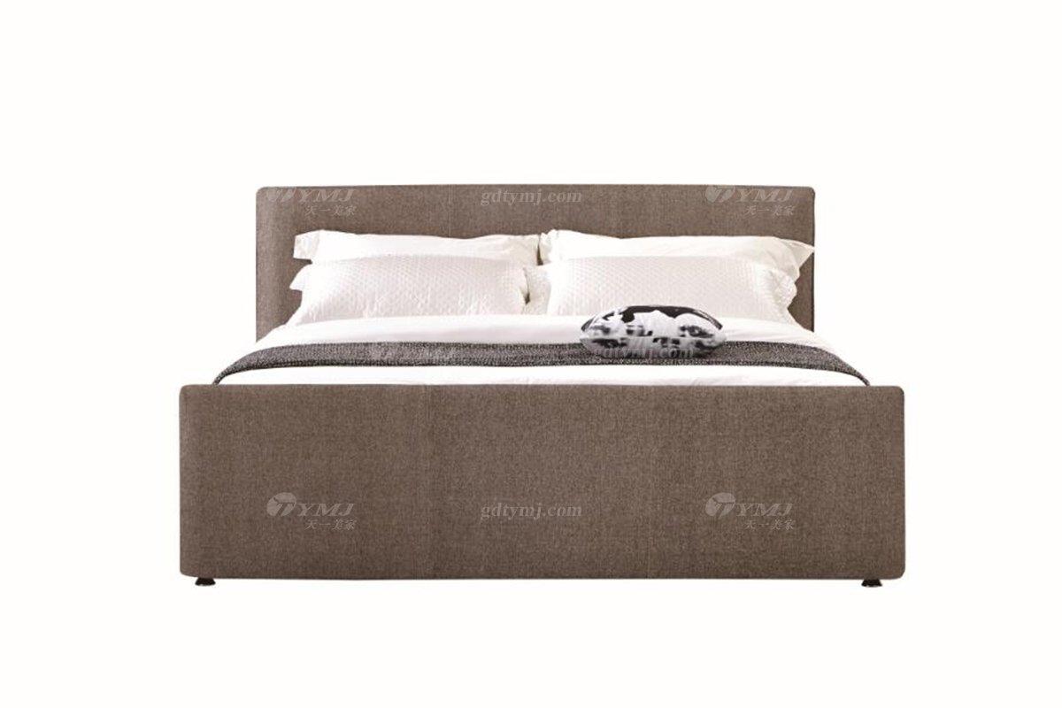  现代简约家具LUTUBE视频在线观看别墅会所家用时尚舒适棕色大床婚床双人床