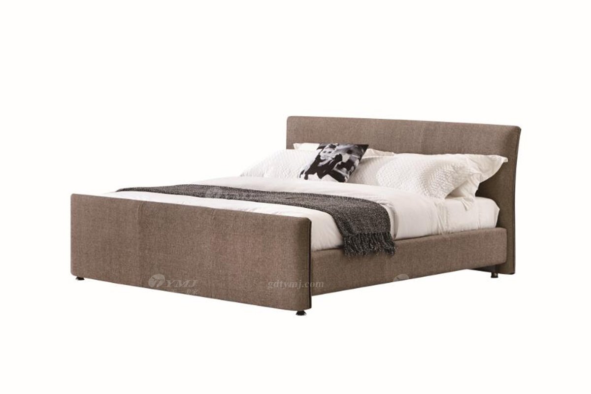  现代简约家具LUTUBE视频在线观看别墅会所家用时尚舒适棕色大床婚床双人床A2192-1