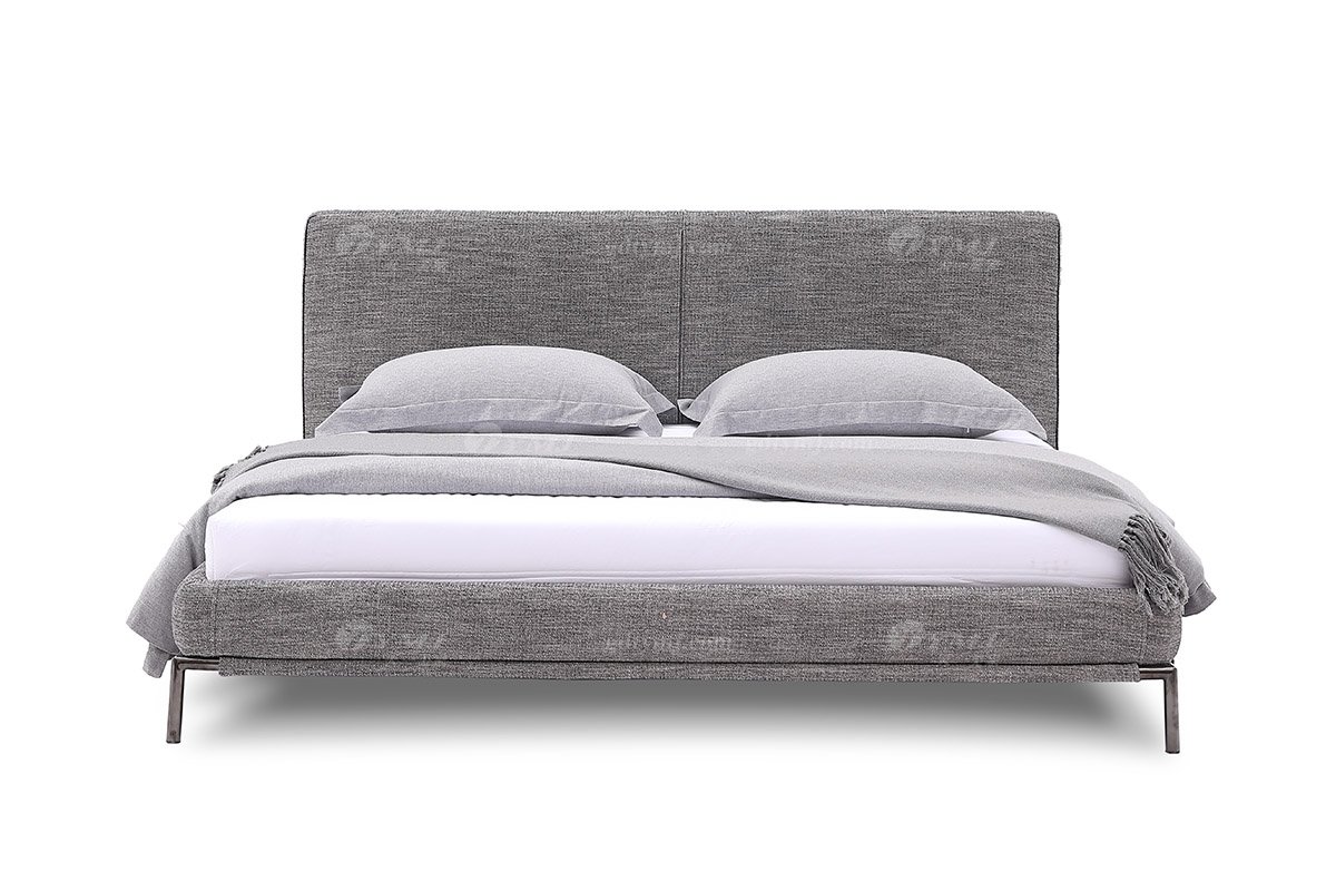  现代简约家具LUTUBE视频在线观看别墅会所家用时尚舒适极简灰色布艺大床婚床双人床