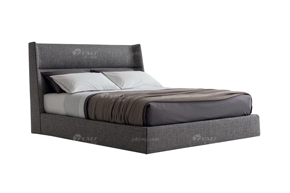  现代简约家具LUTUBE视频在线观看别墅会所家用时尚舒适灰色布艺卧室大床婚床双人床A2285-1