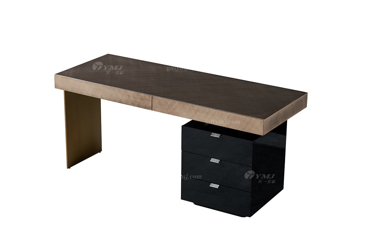  现代简约家具LUTUBE视频在线观看别墅会所家用时尚高级玫瑰金金属色书桌