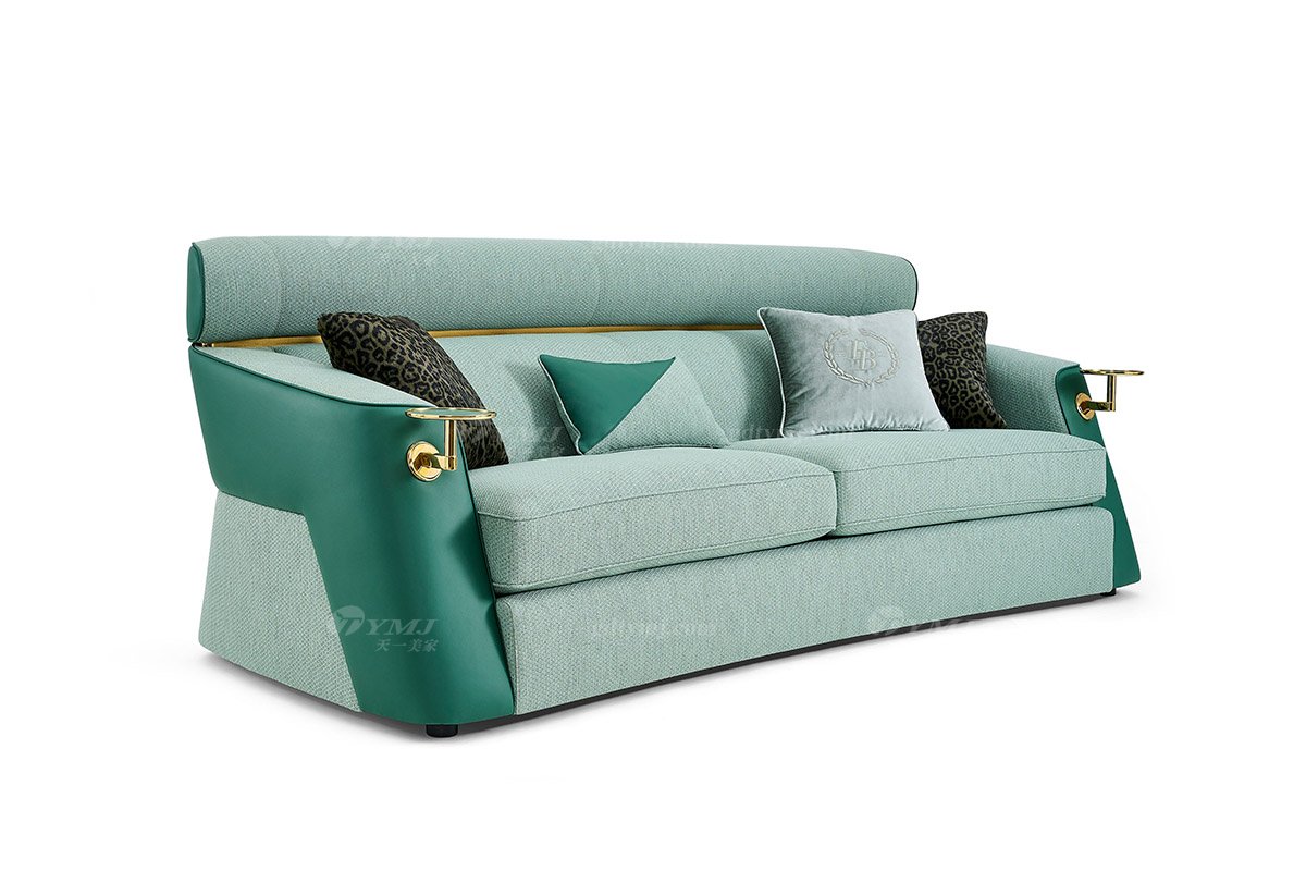 意式LUTUBE官方最新免费破解版LUTUBE视频在线观看别墅会所家用时尚高级绿色皮布艺结合二位沙发三位沙发FB105SF3B-1