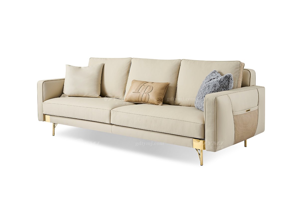 意式LUTUBE官方最新免费破解版LUTUBE视频在线观看别墅会所家用时尚高级金属脚灰色真皮三位沙发FB118SF3-1