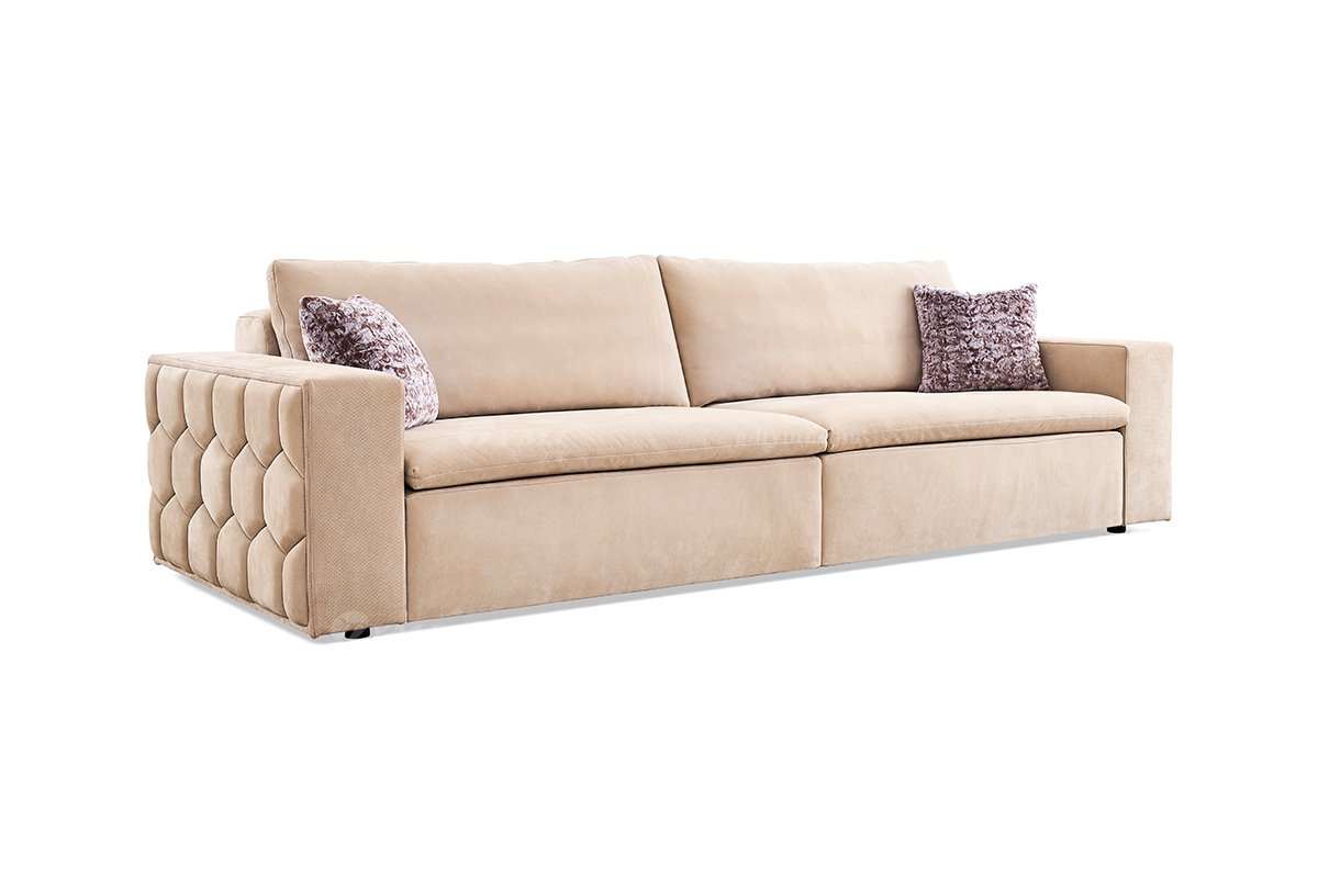 意式LUTUBE官方最新免费破解版LUTUBE视频在线观看别墅会所家用时尚高级灰色真皮镜面金属三位沙发FB119SF3-1