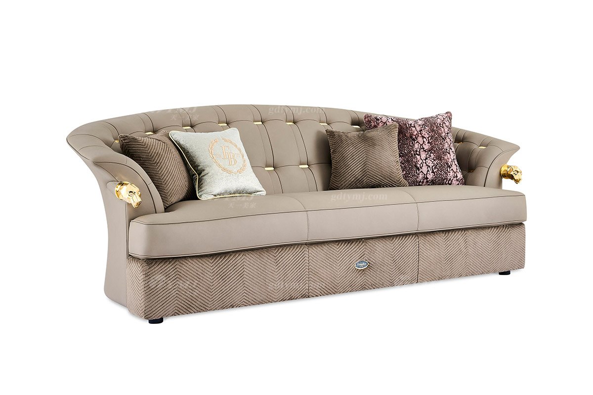 意式LUTUBE官方最新免费破解版LUTUBE视频在线观看别墅会所家用时尚高级金属灰色全皮单位沙发三位沙发FB123SF3