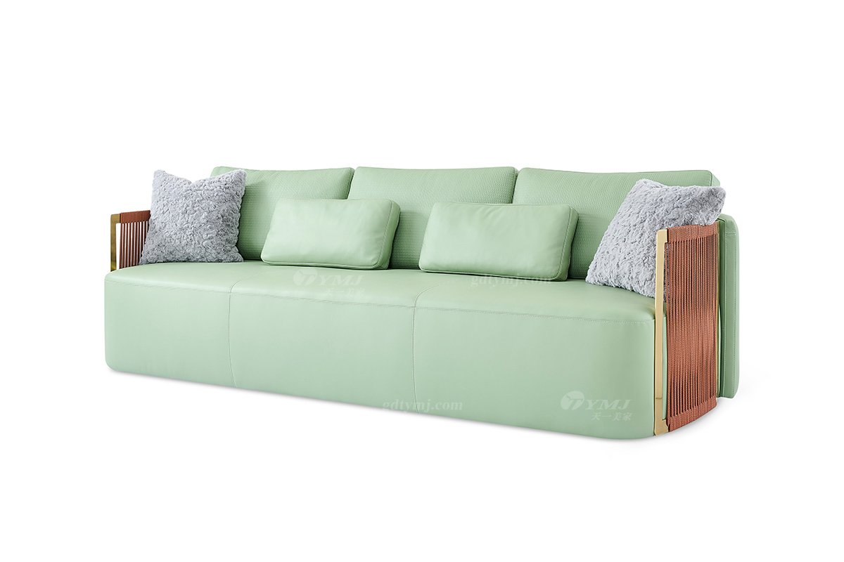 意式LUTUBE官方最新免费破解版LUTUBE视频在线观看别墅会所家用时尚舒适绿色皮艺三位沙发FB125SF3-1