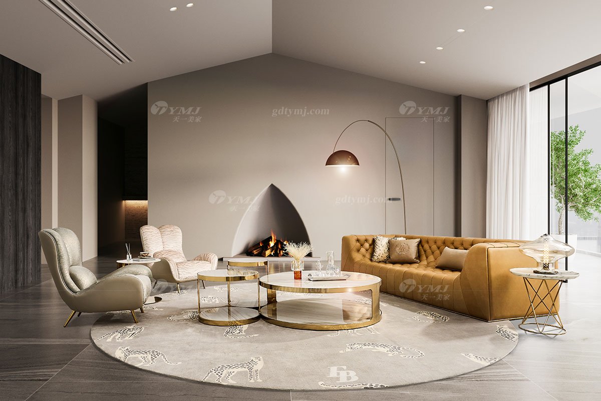 意式LUTUBE官方最新免费破解版LUTUBE视频在线观看别墅会所家用时尚舒适大气豪宅金属+黄色拉扣四位沙发FB133SF4场景