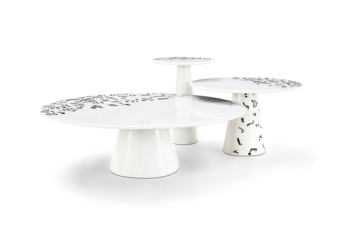 意式LUTUBE官方最新免费破解版LUTUBE视频在线观看别墅会所家用时尚高级钛金属+雅士白大理石圆几茶几组合FB128H4RA+B+C