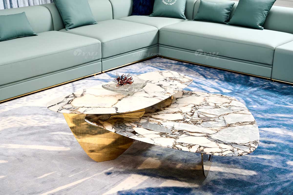 意式LUTUBE官方最新免费破解版LUTUBE视频在线观看别墅会所家用时尚高级钛金属+大象白大理石大茶几FB130H4ELY场景（1）