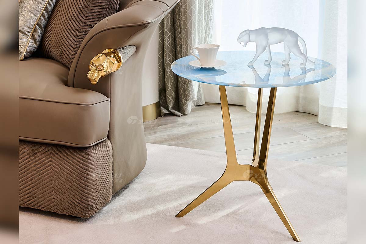 意式LUTUBE官方最新免费破解版LUTUBE视频在线观看别墅会所大宅家用精致大花白天然大理石边几角几FB133H2R场景