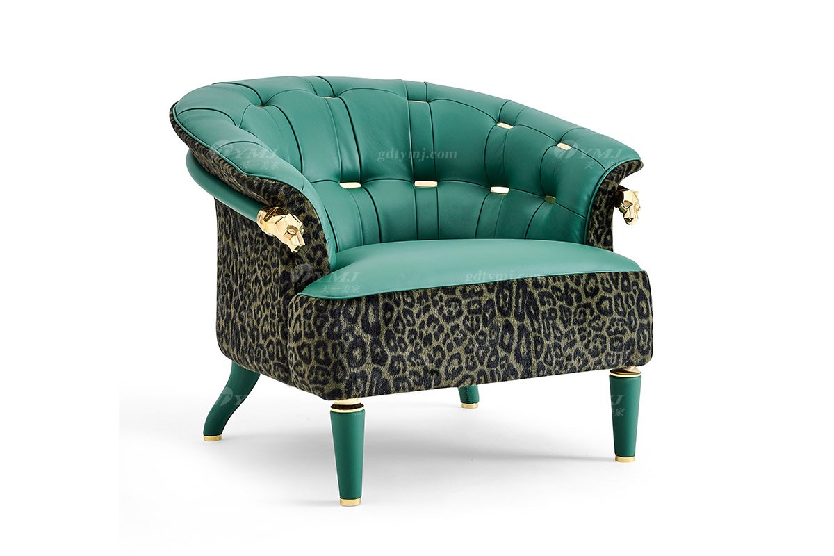 意式LUTUBE官方最新免费破解版LUTUBE视频在线观看别墅会所大宅家用精致绿色皮布艺单位沙发休闲椅FB105CHB（1）