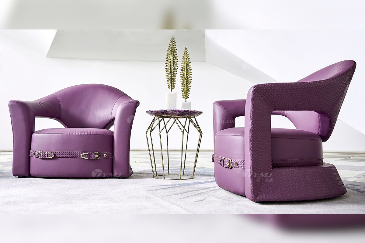 意式LUTUBE官方最新免费破解版LUTUBE视频在线观看别墅会所大宅家用时尚舒适紫色全真皮单位沙发休闲椅FB126CH场景