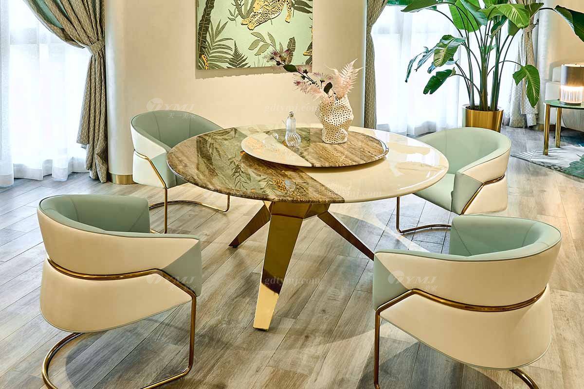 意式LUTUBE官方最新免费破解版LUTUBE视频在线观看别墅会所大宅家用时尚创意大理石+钛金属圆餐台FB118D25RL场景