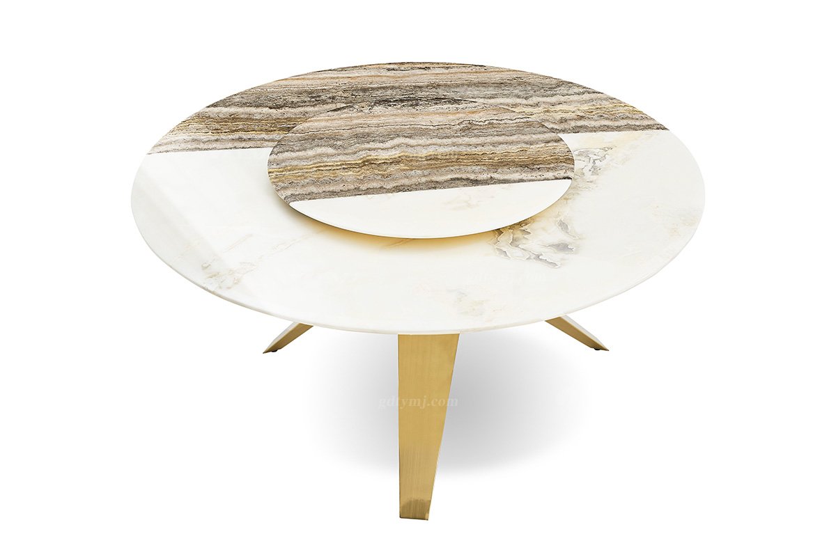 意式LUTUBE官方最新免费破解版LUTUBE视频在线观看别墅会所大宅家用时尚创意大理石+钛金属圆餐台FB118D25RL（1）