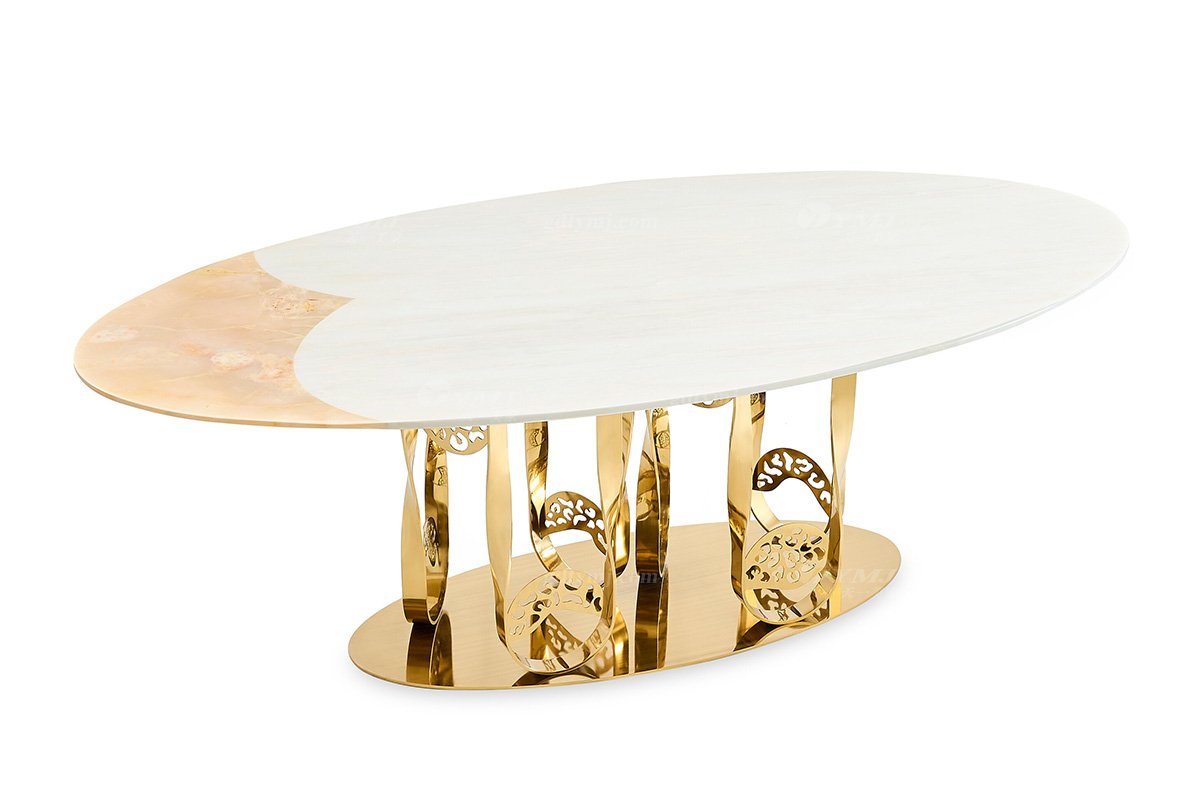 意式LUTUBE官方最新免费破解版LUTUBE视频在线观看别墅会所大宅家用时尚2.4米天然大理石+钛金属长餐台FB119D25CXL（1）