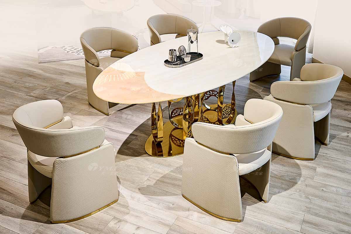 意式LUTUBE官方最新免费破解版LUTUBE视频在线观看别墅会所大宅家用时尚2.4米天然大理石+钛金属长餐台FB119D25CXL场景