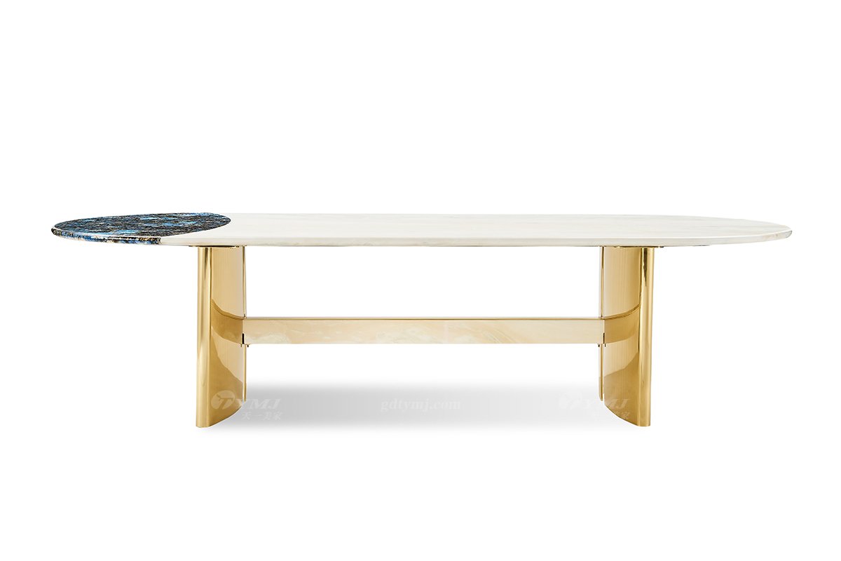 意式LUTUBE官方最新免费破解版LUTUBE视频在线观看别墅会所大宅家用时尚2.4米大理石+钛金属椭圆餐台