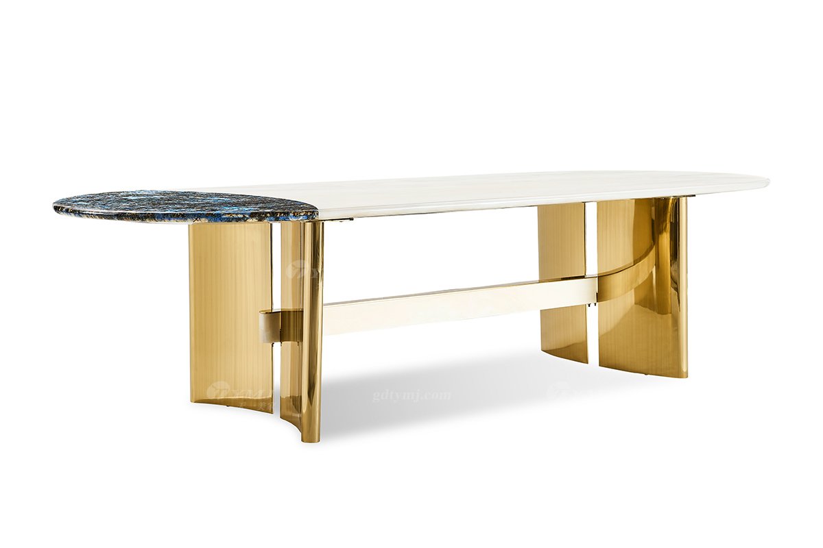 意式LUTUBE官方最新免费破解版LUTUBE视频在线观看别墅会所大宅家用时尚2.4米大理石+钛金属椭圆餐台FB128D25ES（1）