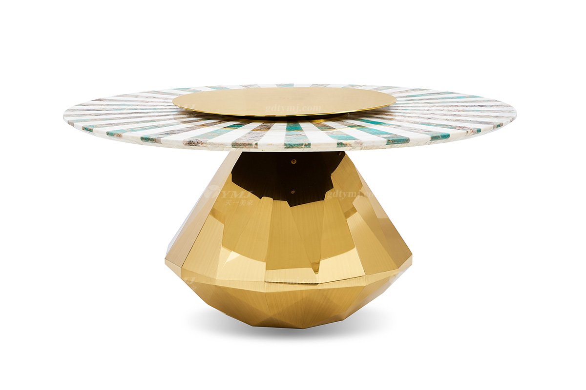 意式LUTUBE官方最新免费破解版LUTUBE视频在线观看别墅会所大宅家用奢华大气1.6米双拼大理石+钛金属圆餐台